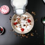 berry breakfast, cereal, milk