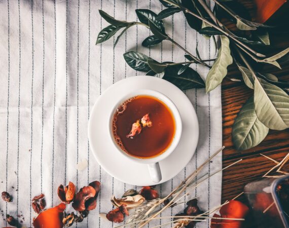 tea serve on white teacup